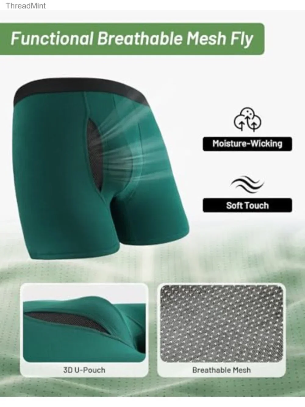 Men's Big & Tall Moisture Wicking Cotton Boxer Briefs 4-Pack